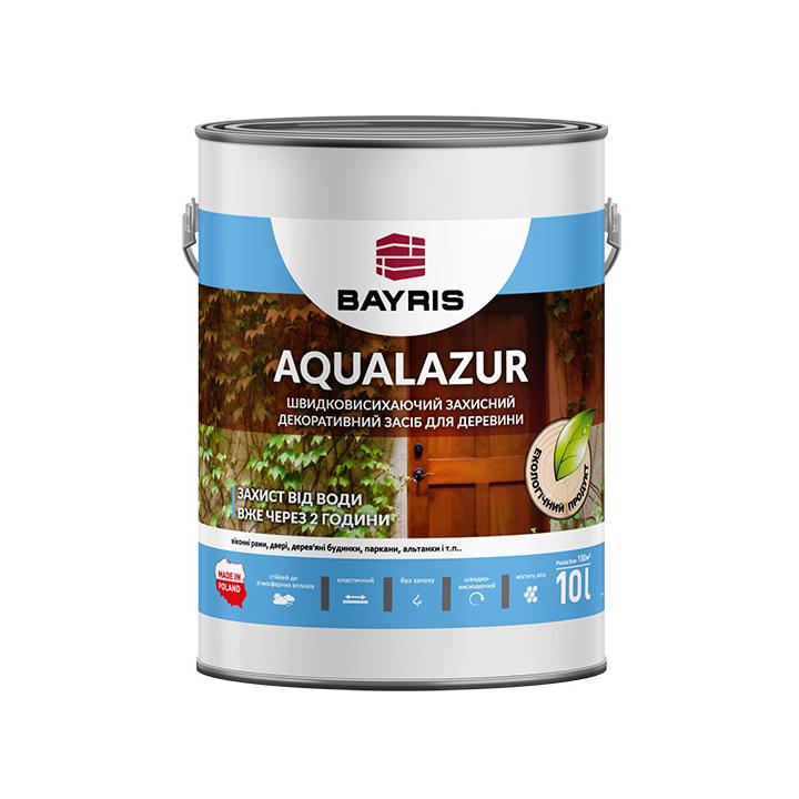 Фото Защитное декоративное средство Bayris Aqualazur белый 0.75 л  для мягких пород древесины быстросохнущий - Магазин MASMART