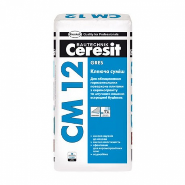 Фото Клей для керамограніту Ceresit CM12 Gres 25кг - Магазин MASMART
