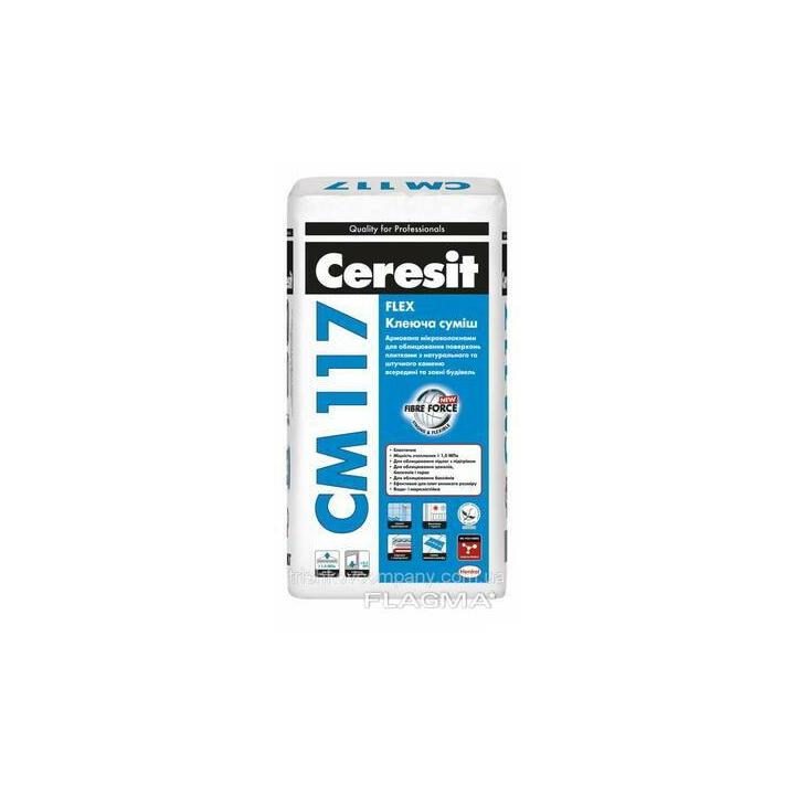 Фото Клей для плитки эластифицированная Ceresit CM117 Flex 25кг - Магазин MASMART