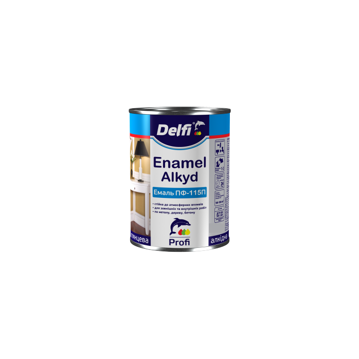 Фото Эмаль алкидная Delfi ПФ-115П яскраво-голубая 0,9 кг - Магазин MASMART
