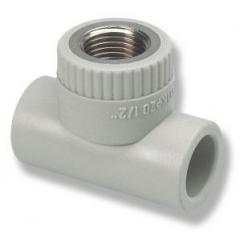 Фото Тройник ППР Ø20х1/2" В ASG-Plast (серый)  - Магазин MASMART