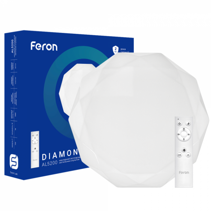 Фото Світильник LED Feron AL5200 Diamond 60W 3000-6500K з пультом - Магазин MASMART