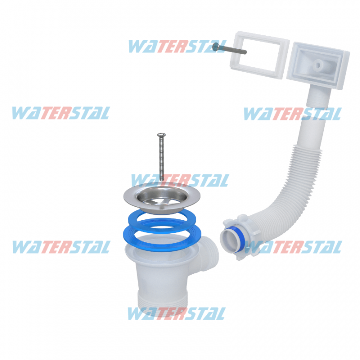 Фото Сифон для мойки Waterstal А-4004 1 1/2" з переливом, без гн/трубы  - Магазин MASMART