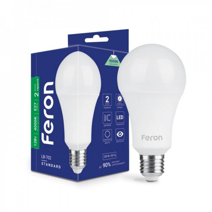Фото Лампа LED Feron LB-702 А60 12W E27 4000K - Магазин MASMART