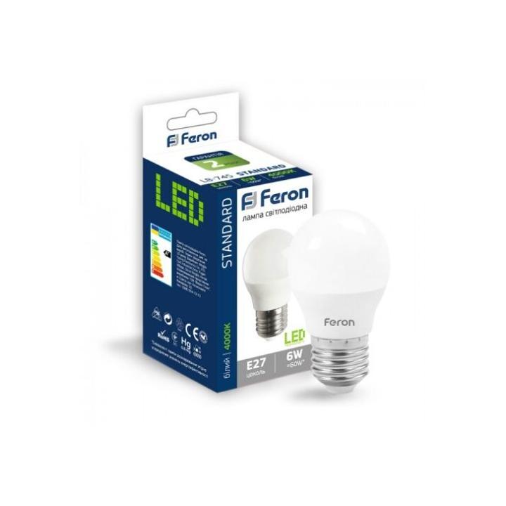 Фото Лампа LED Feron LB-745 G45 6W E27 4000K - Магазин MASMART