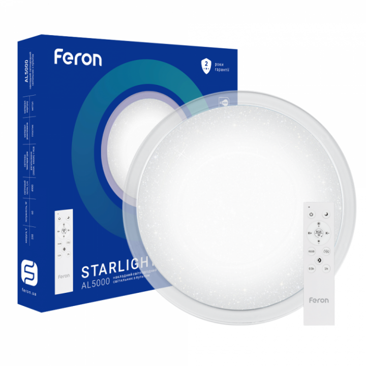 Фото Світильник LED Feron AL5000-S Starlight 60W RGB 3000-6500K з пультом - Магазин MASMART