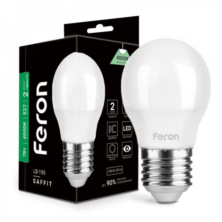 Фото Лампа LED Feron LB-195 G45 7W E27 4000K - Магазин MASMART