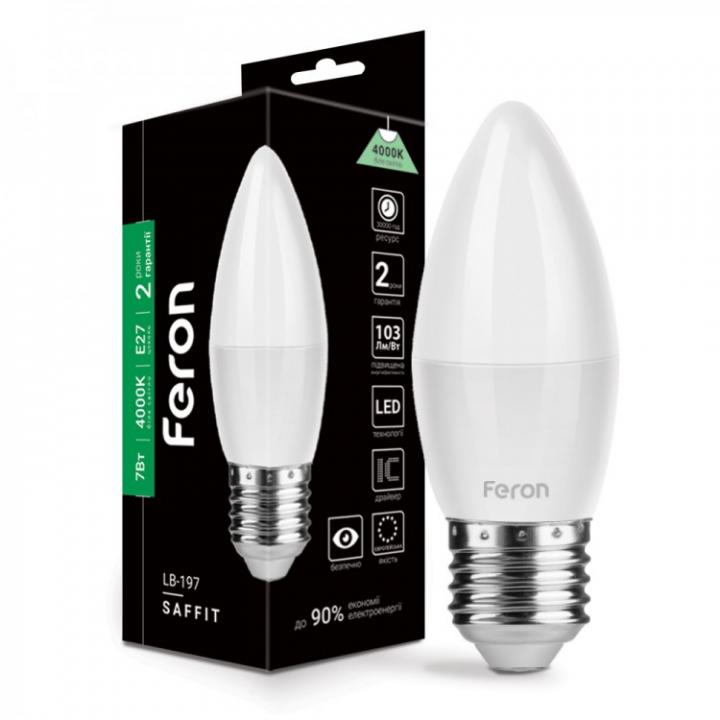 Фото Лампа LED Feron LB-197 C37 7W E27 4000K - Магазин MASMART
