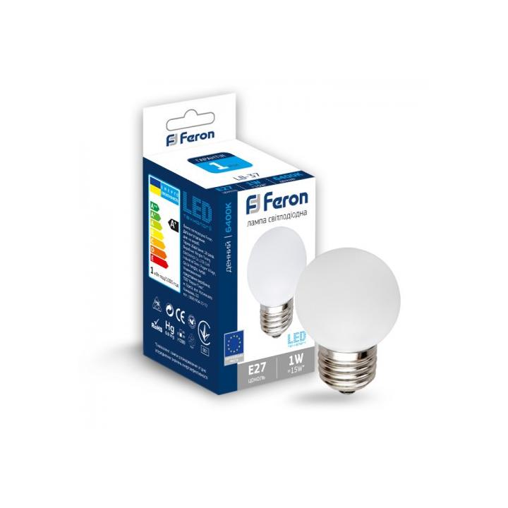 Фото Лампа LED Feron LB-37 G45 1W E27 белая - Магазин MASMART