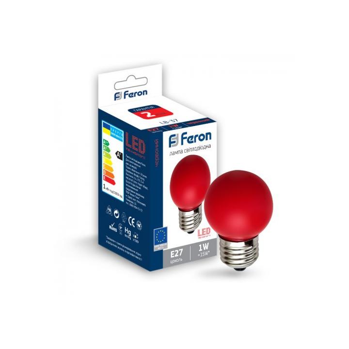 Фото Лампа LED Feron LB-37 G45 1W E27 червона - Магазин MASMART