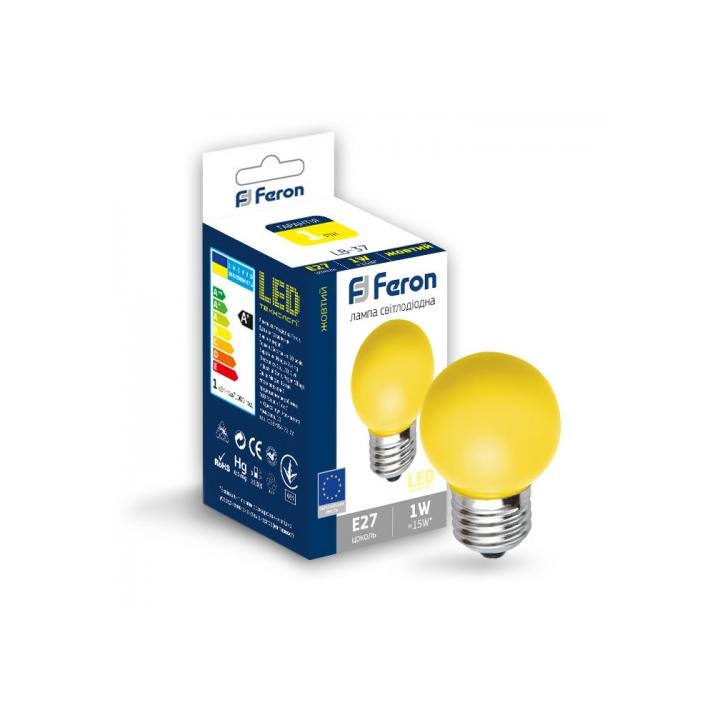 Фото Лампа LED Feron LB-37 G45 1W E27 желтая - Магазин MASMART