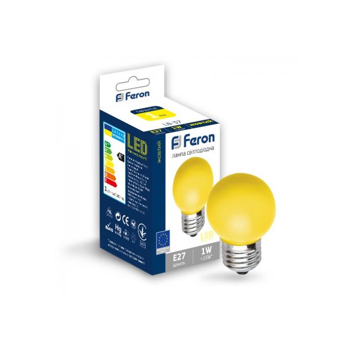 Фото Лампа LED Feron LB-37 G45 1W E27 жовта - Магазин MASMART