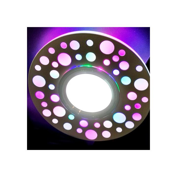 Фото Светильник Feron CD989 MR16/G5.3 белый матовый с LED RGB подсветкой  - Магазин MASMART