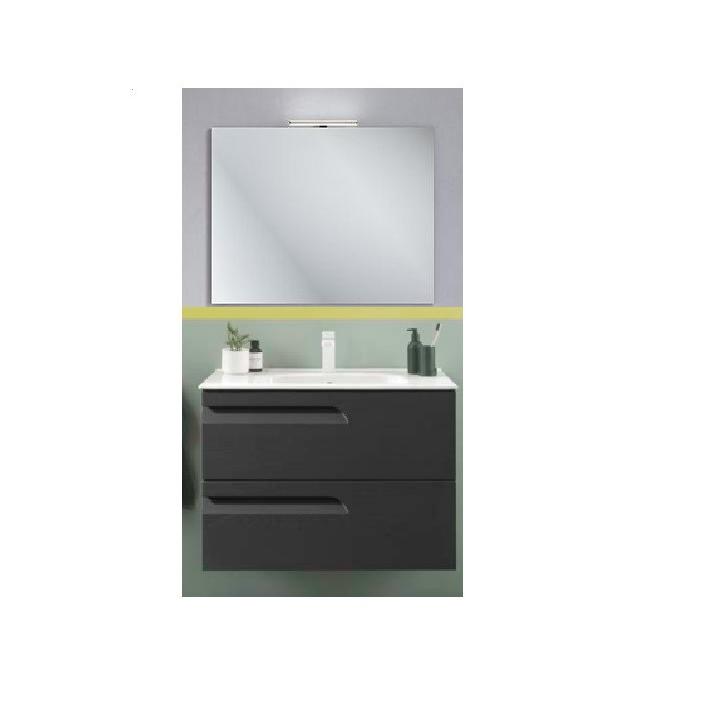 Фото Комплект мебели Royo C0072387 Vitale 80: тумба с раковиной и зеркалом (темно-серый) - Магазин MASMART