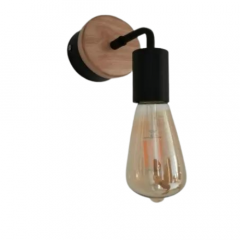 Фото Светильник бра Sirius PR 1041/1 E27 черный металл/дерево  - Магазин MASMART