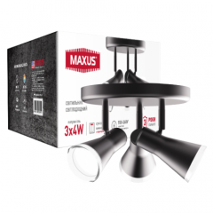 Фото Светильник LED Maxus 3-MSL-21241-RB 12W 4100K черный  - Магазин MASMART