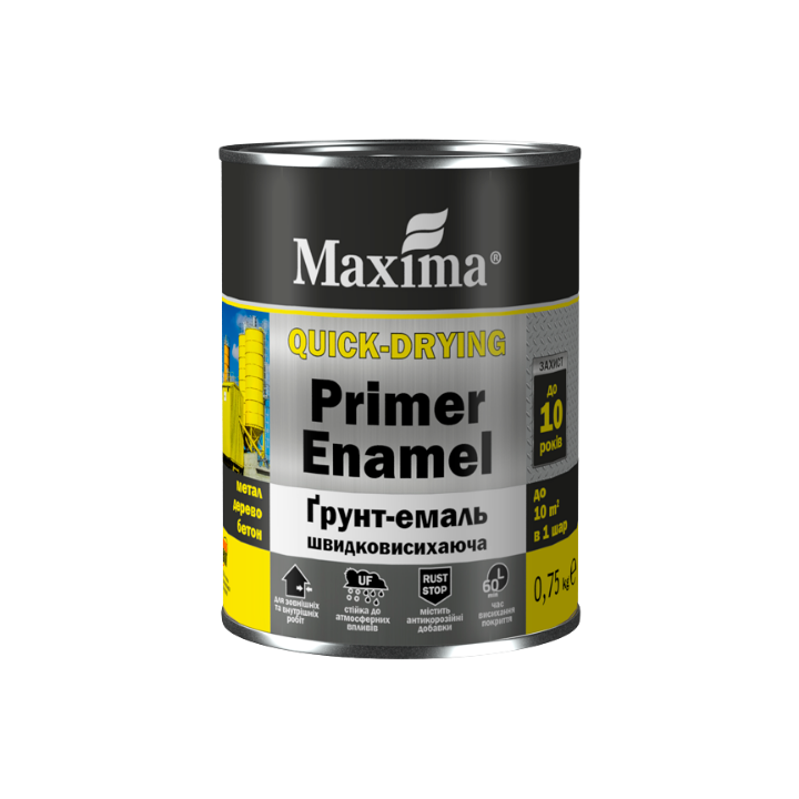 Фото Грунт-эмаль быстросохнущая Maxima черная 2,5 кг - Магазин MASMART