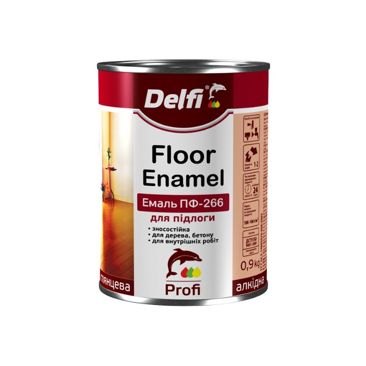 Фото Эмаль алкидная Delfi ПФ-266 красно-коричневая 2,8 кг - Магазин MASMART