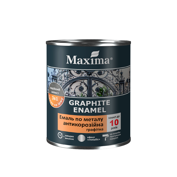 Фото Эмаль антикоррозийная по металлу 3в1 графитная Maxima коричневая 0,75 л - Магазин MASMART
