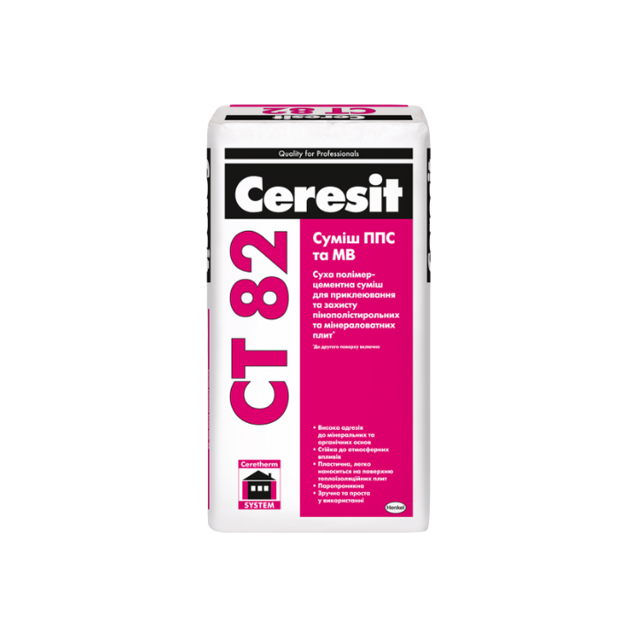Фото Клей для приклеювання та армування ППС/МВ Ceresit CT82 25кг - Магазин MASMART