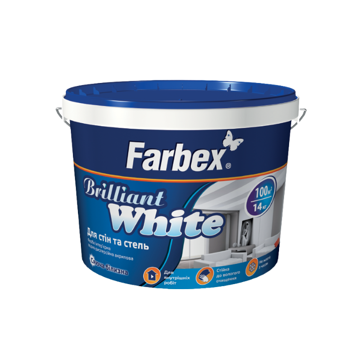 Фото Краска интерьерная Farbex Brilliant White белоснежная матовая 7 кг - Магазин MASMART