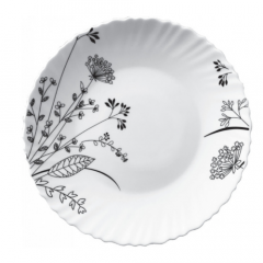 Фото Тарілка обідня Vittora Чорно-біле суцвіття V-220BW 220 мм  - Магазин MASMART