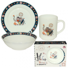 Фото Набор детский S&T 515-01 Слоник 3 предмета керамика  - Магазин MASMART