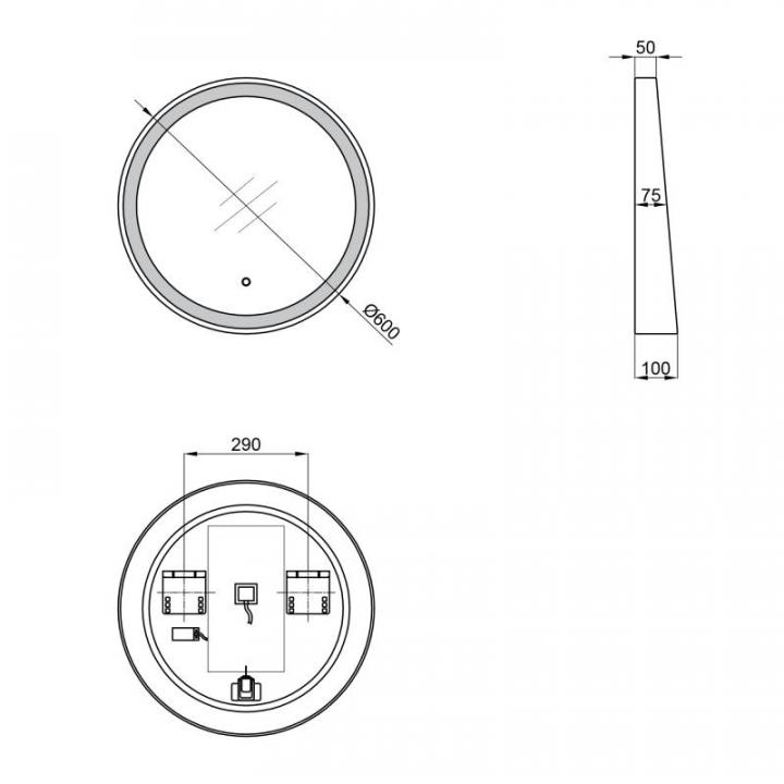 Фото Зеркало Qtap Robin Touch Switch R600 Black  - Магазин MASMART