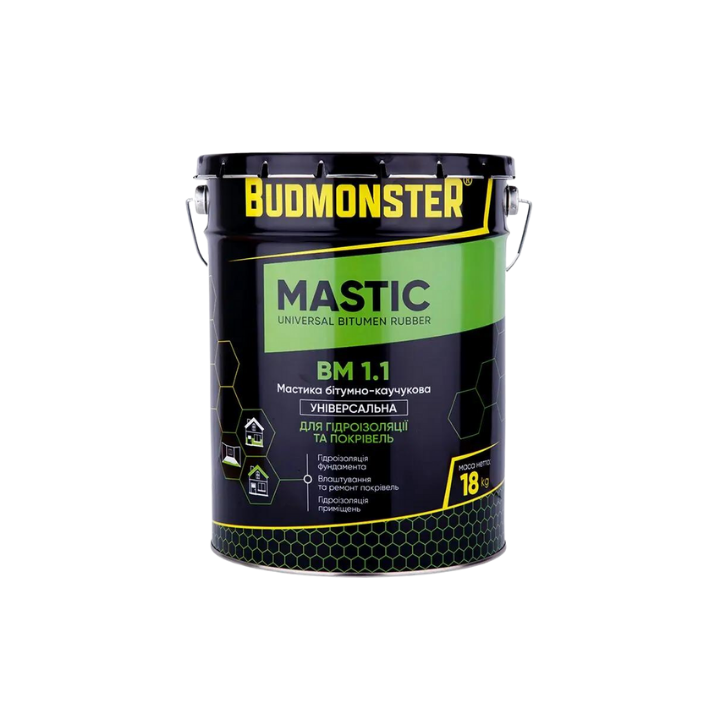 Фото Мастика універсальна бітумно-каучукова BudMonster 18 кг - Магазин MASMART