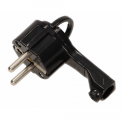 Фото Вилка кутова з заземленням Світ-Буд 16А чорна (62-14-18)  - Магазин MASMART