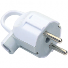 Фото Вилка с заземлением DE-PA 11103 с кольцом белая  - Магазин MASMART