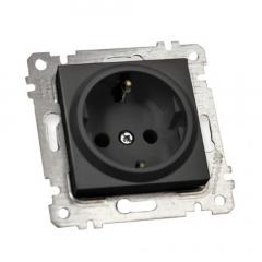 Фото Механизм розетки с заземлением Mutlusan Rita 16А черный...  - Магазин MASMART