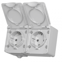 Фото Розетка подвійна з заземленням Videx Binera сірий  - Магазин MASMART