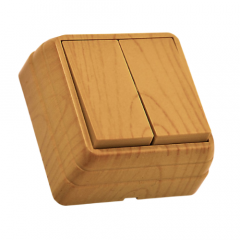 Фото Вимикач двоклавішний Mutlusan Bron 10А дуб  - Магазин MASMART