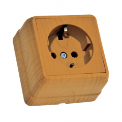 Фото Розетка с заземлением Mutlusan Bron 16А дуб  - Магазин MASMART