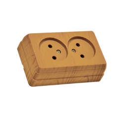 Фото Розетка подвійна без заземлення Mutlusan Bron 16А дуб  - Магазин MASMART