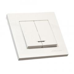 Фото Вимикач двоклавішний з підсвіткою Mutlusan Rita 10А білий  - Магазин MASMART