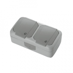 Фото Розетка подвійна з заземленням Viko Palmiye сірий  - Магазин MASMART