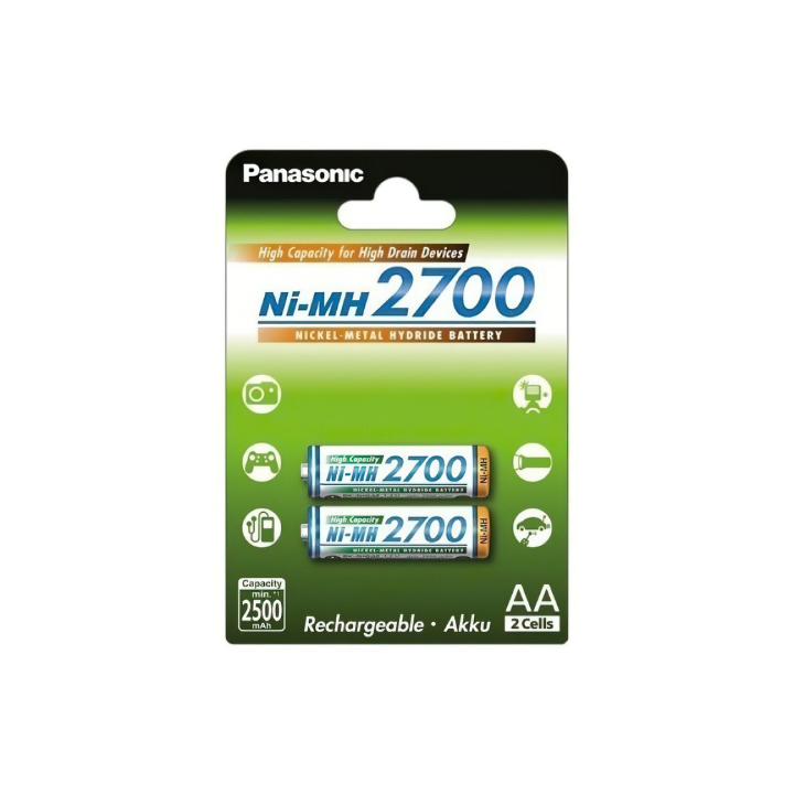 Фото Аккумуляторы АА (2 штуки) Panasonic High Capacity 2700 mAh 2BP Ni-MH - Магазин MASMART