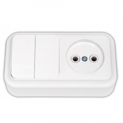 Фото Блок (выключатель двухклавишный, розетка без заземления)...  - Магазин MASMART