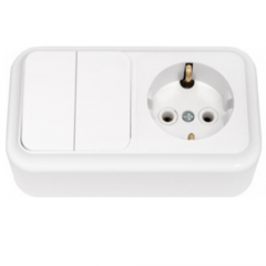 Фото Блок (выключатель двухклавишный, розетка с заземлением)...  - Магазин MASMART