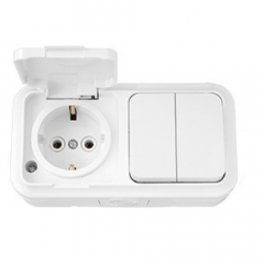 Фото Блок (выключатель двухклавишный, розетка с заземлением)...  - Магазин MASMART