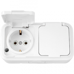Фото Розетка подвійна з заземленням Bylectrica Пралеска Аква  - Магазин MASMART