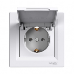 Фото Розетка с заземлением с крышкой Schneider Asfora 3100121  - Магазин MASMART