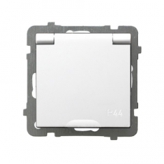 Фото Механизм розетки с заземлением с крышкой Ospel As  - Магазин MASMART