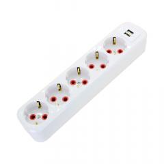 Фото Колодка AY-KA з заземленням 5 гнізд 2 USB 16A  - Магазин MASMART