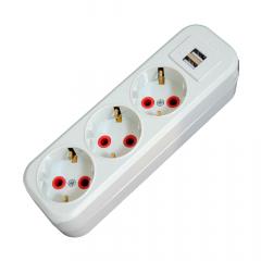 Фото Колодка AY-KA с заземлением 3 гнезда 2 USB 16A  - Магазин MASMART