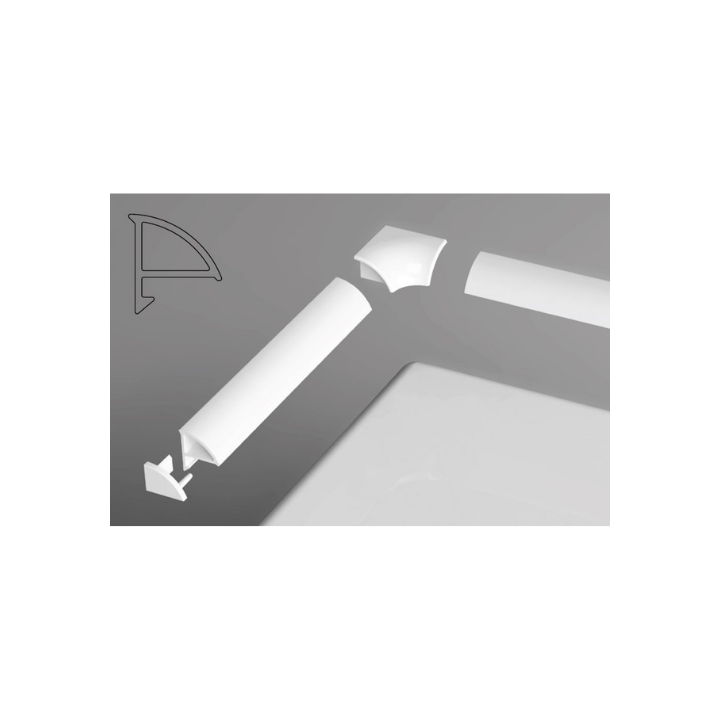 Фото Набор для декоративной планки Ravak "тип 6" 14 мм белый (2 заглушки + 2 угловых соединения)  - Магазин MASMART