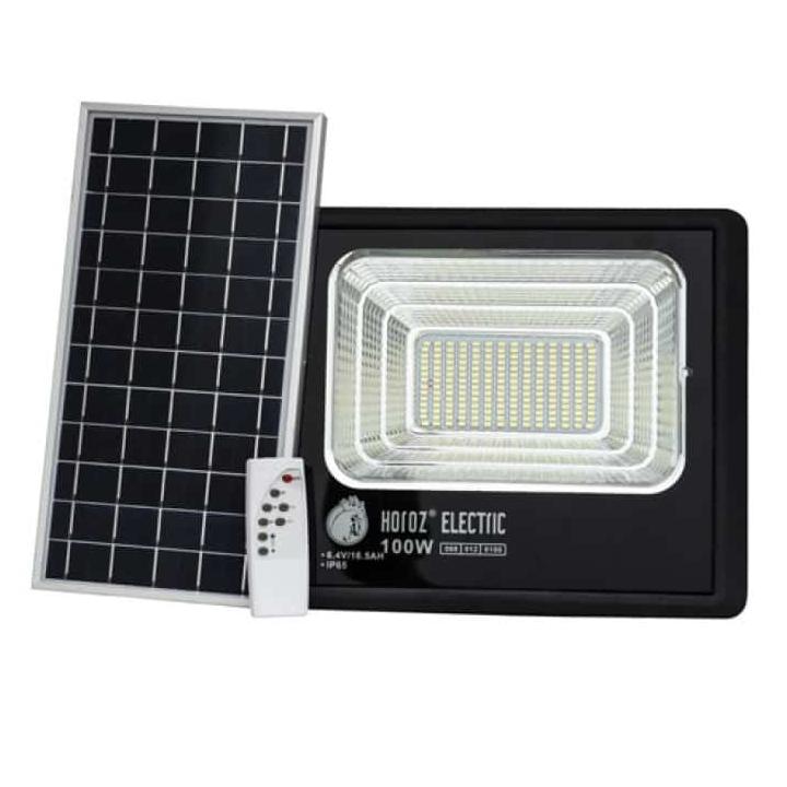 Фото Прожектор LED Horoz TIGER-100 100W 6400K IP65 з сонячною панеллю 12W - Магазин MASMART