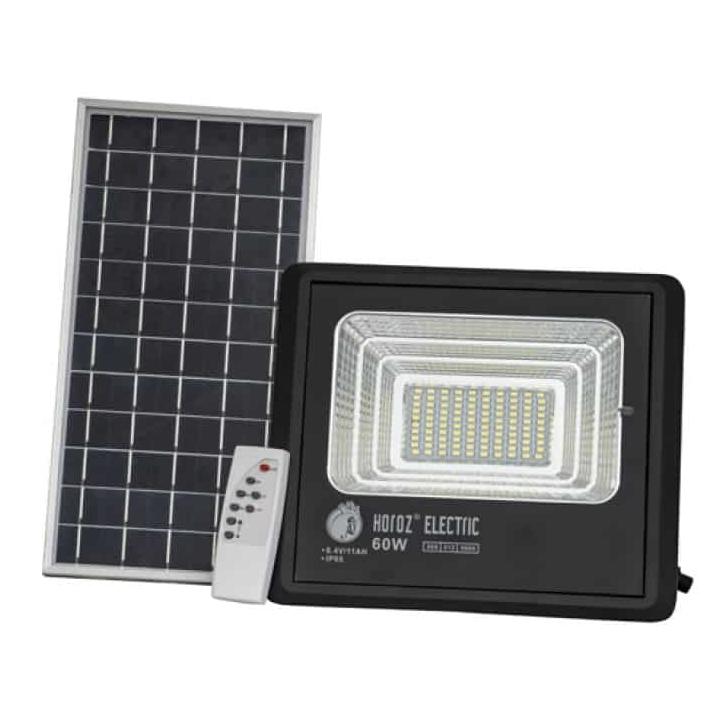 Фото Прожектор LED Horoz TIGER-60 60W 6400K IP65 з сонячною панеллю 8W - Магазин MASMART